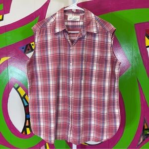 Heartland Basics, Plaid Sleeveless Button Down Shirt. Size 1X. Good used cond!
